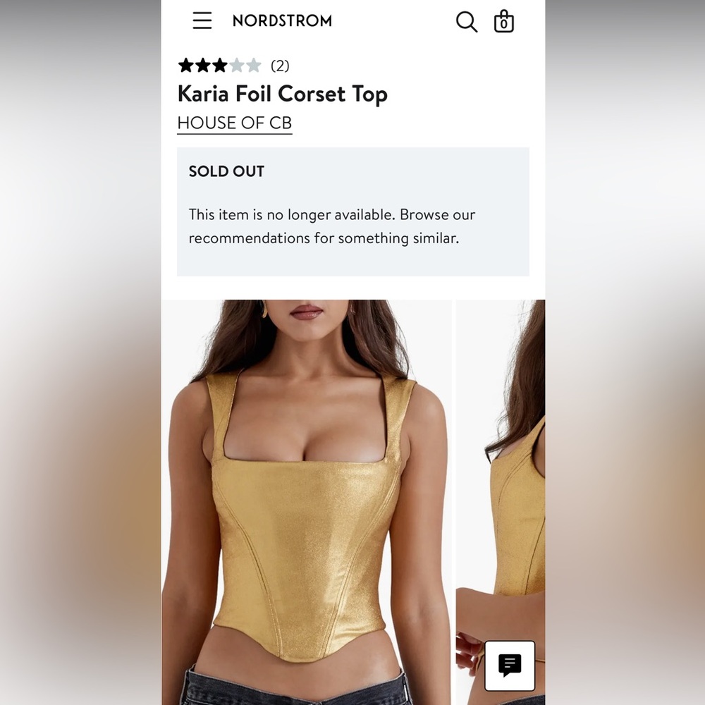 NWT House of CB Karia Foil Corset Top in Gold Size M
